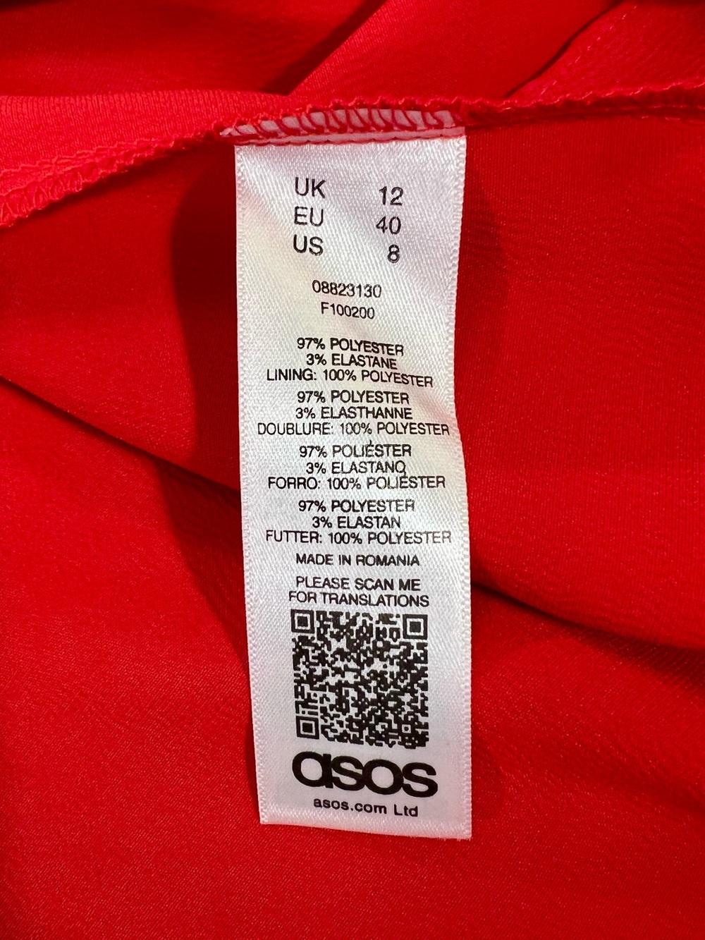 ASOS Red Satin Asymmetrical Midi Dress with Draped Front - Picture 10 of 10